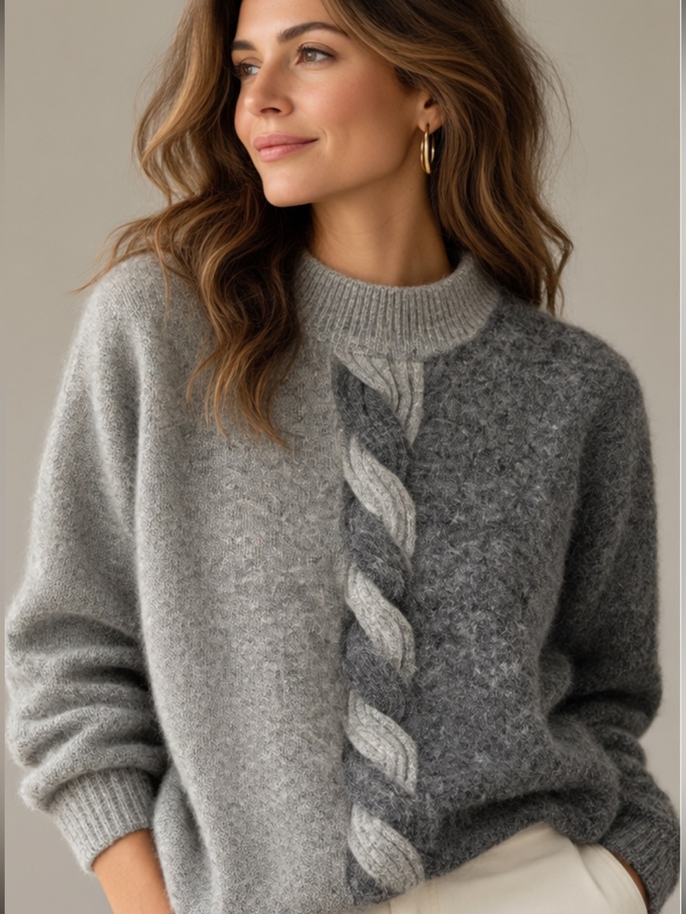 Vintage Segue Silk & Angora Colorblock Sweater — Size L